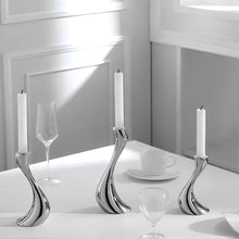 Load image into Gallery viewer, Curved Ceramic Floor Candle Holder- Silver, 37cm