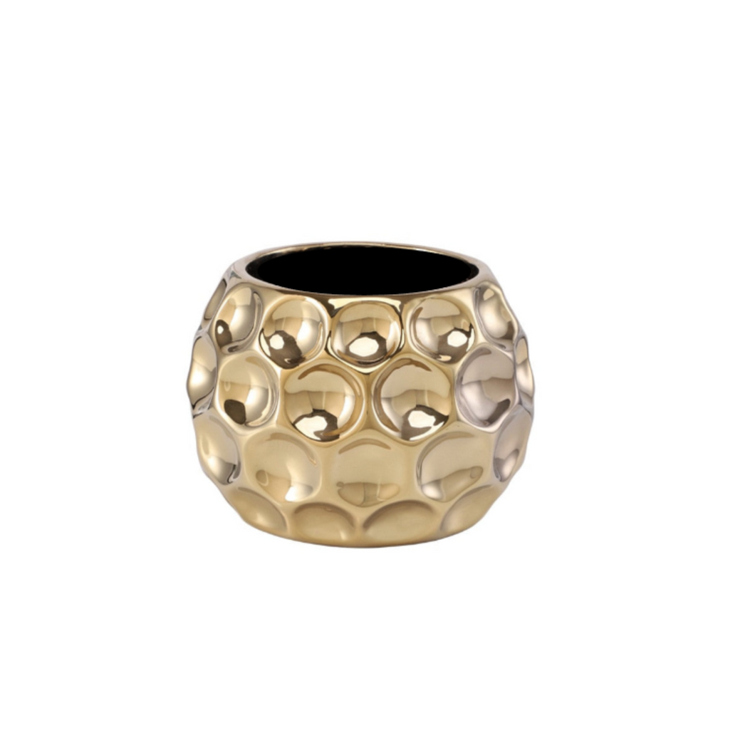 Golden Ceramic Pot - 12.5  cm