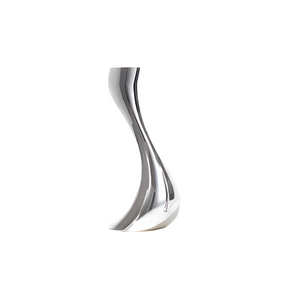 Curved Ceramic Candle Holder- Silver, 24cm
