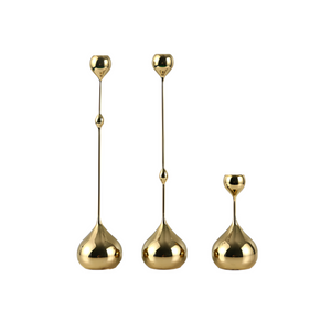 Water Drop Candle Holder Set - Gold