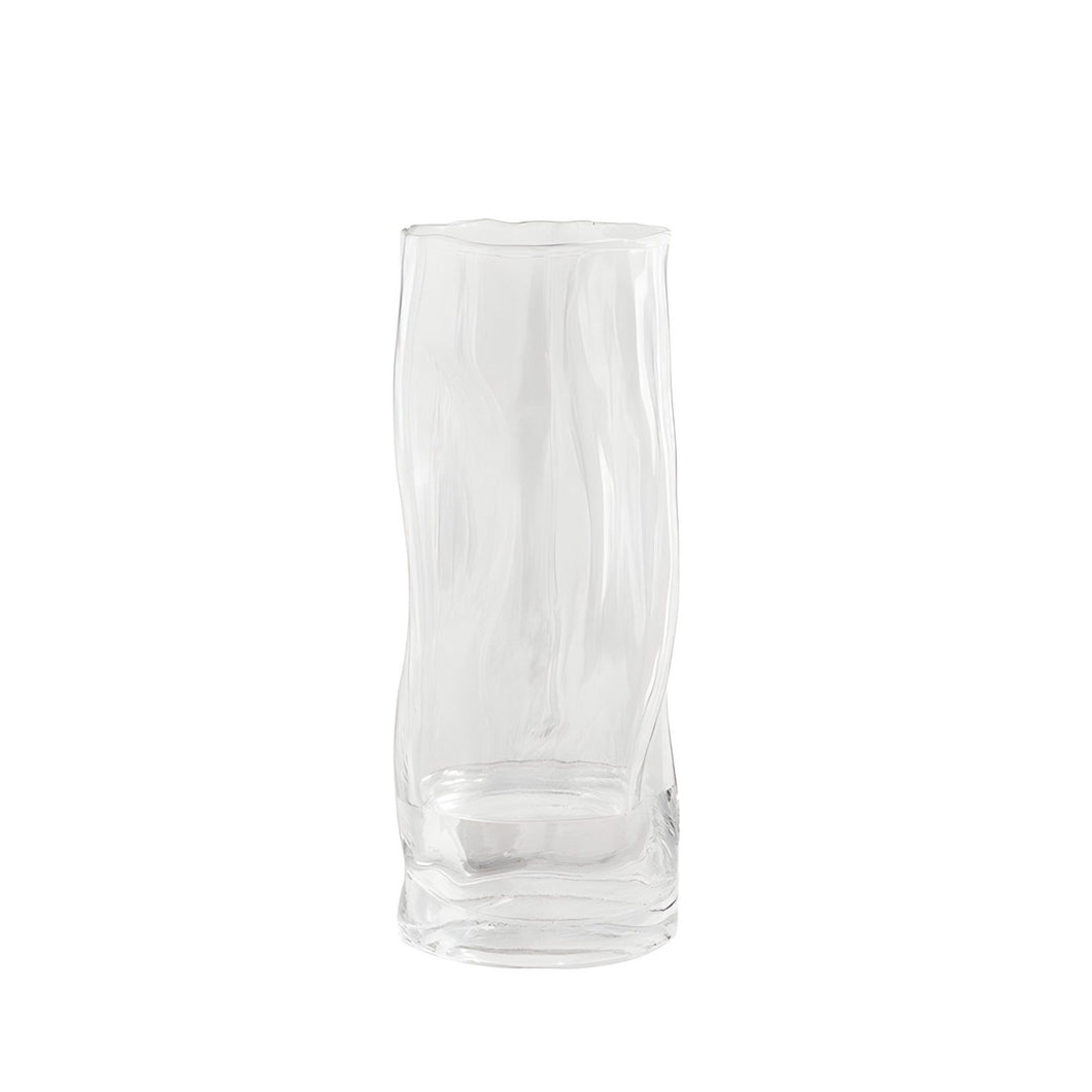 Asymmetric Glass Flower Vase - Clear , 29 cm