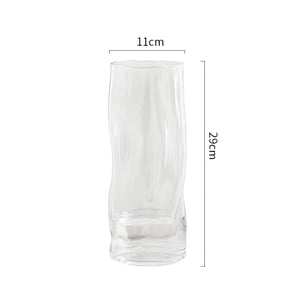 Asymmetric Glass Flower Vase - Clear , 29 cm