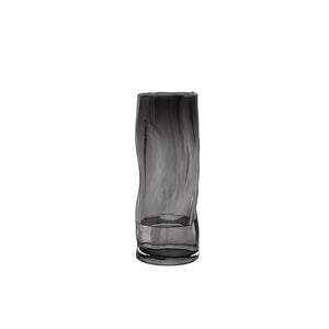 Asymmetric Glass Flower Vase - Grey , 25 cm
