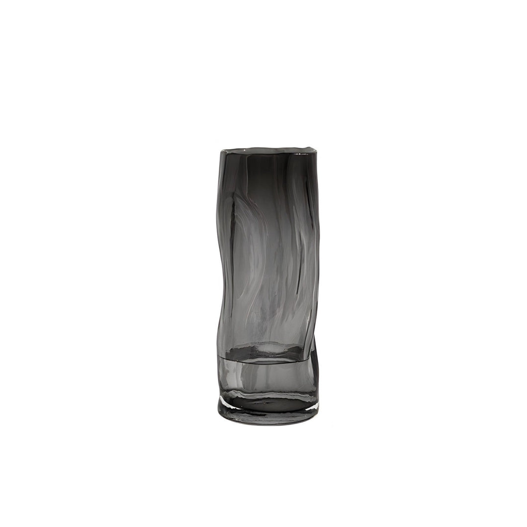 Asymmetric Glass Flower Vase - Grey , 25 cm