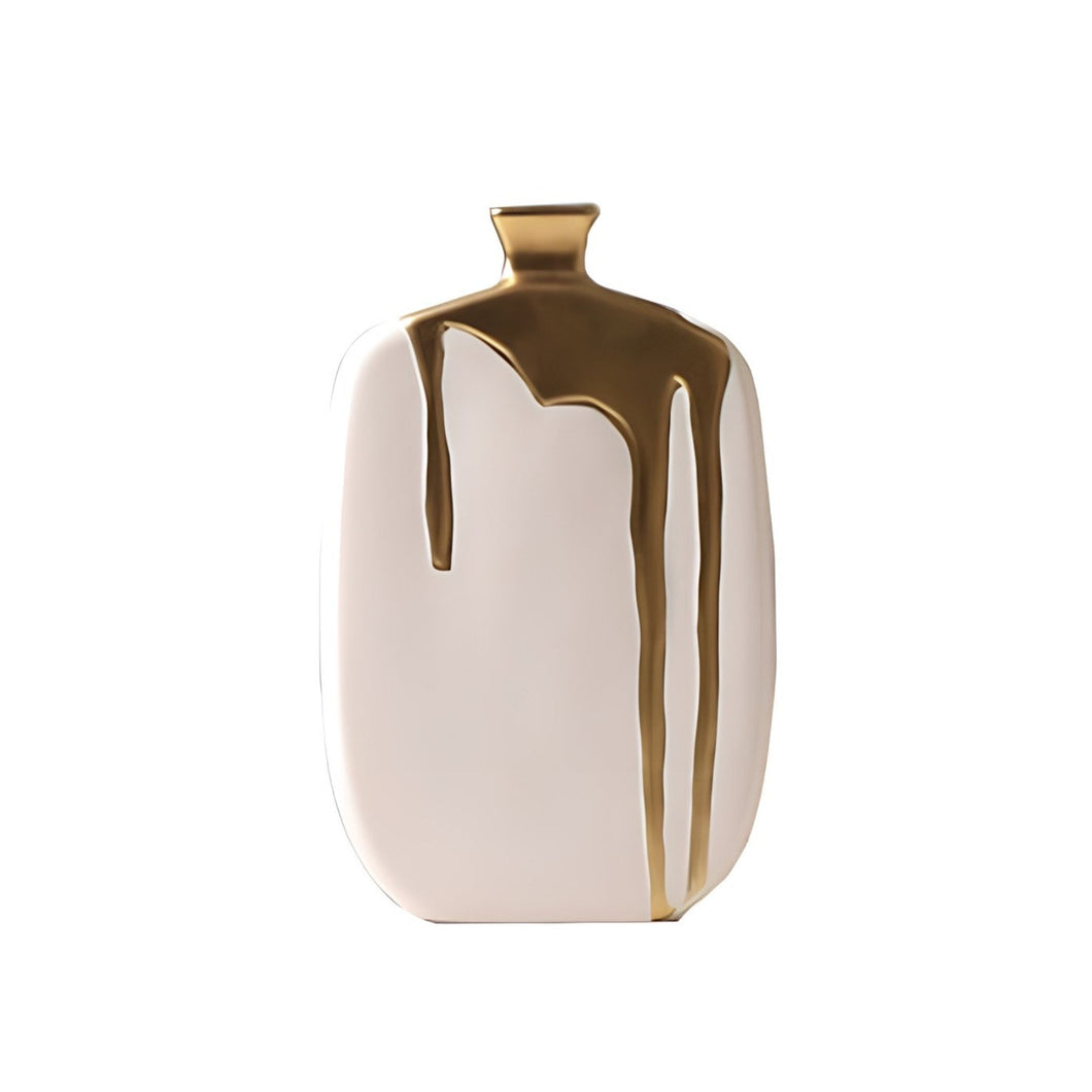 Golden Glaze Flower Vase - Gold and White 32.8 cm