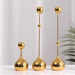 Water Drop Candle Holder Set - Gold
