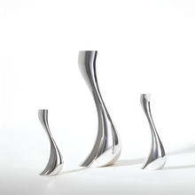 Load image into Gallery viewer, Curved Ceramic Candle Holder- Silver, 24cm
