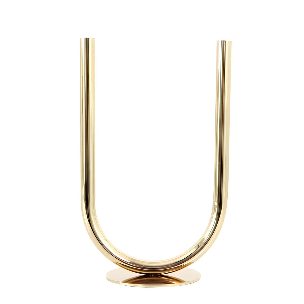 U Candle Holder - Gold , 28.5 cm