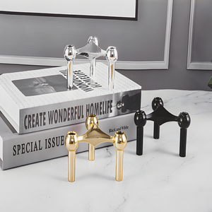 Molecular Structure Candle Holder - Set of 3, Gold