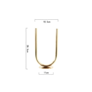 U Candle Holder - Gold , 28.5 cm
