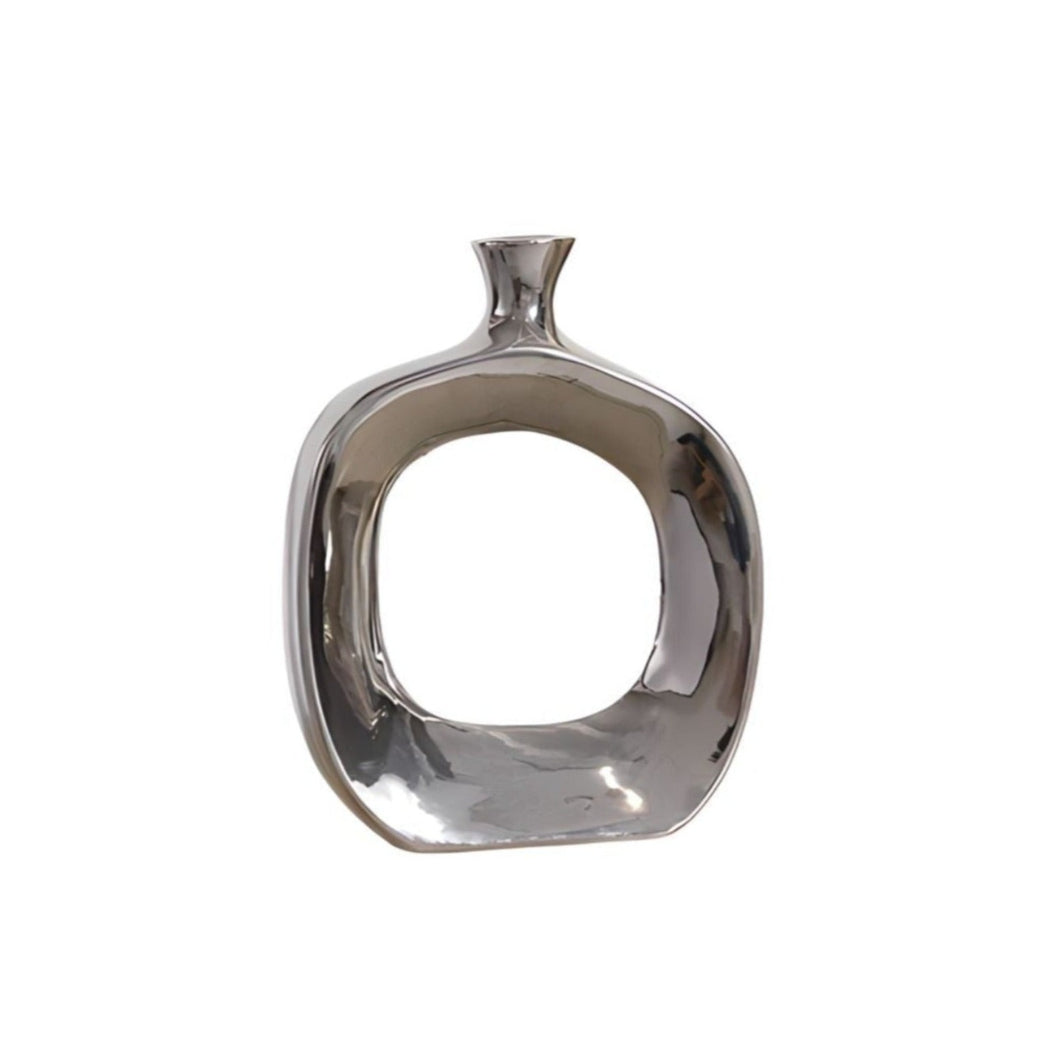 Classic Hollow Vase - Silver, 33cm