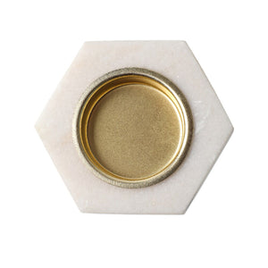 Marble Hexagon Candle Holder - White