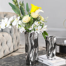 Load image into Gallery viewer, Abstract Flower Ceramic Vase - Silver, 28 cm
