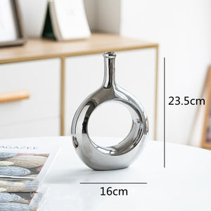 Water Drop Ceramic Vase - Silver, 23.5 cm