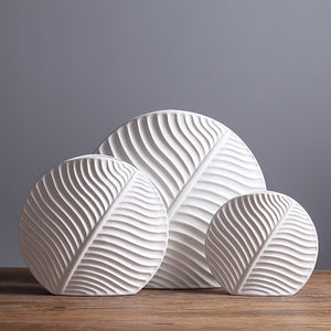 Leaf Ceramic Vase - White, 33.5 cm