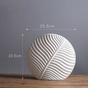 Leaf Ceramic Vase - White, 25.5 cm