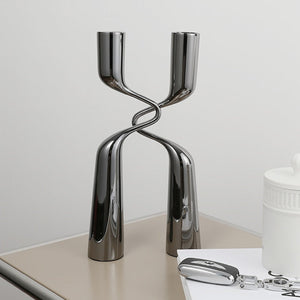 H Shaped Candle Holder - Grey, 30 cm