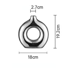 Load image into Gallery viewer, Circle Hollow Ceramic Vase - Silver , 19 cm
