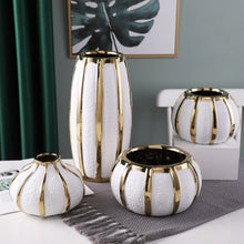 Load image into Gallery viewer, Gold and White Flower Pot - 18 cm
