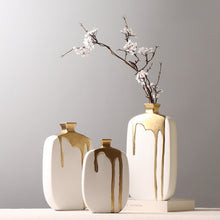Load image into Gallery viewer, Golden Glaze Flower Vase - Gold and White 32.8 cm
