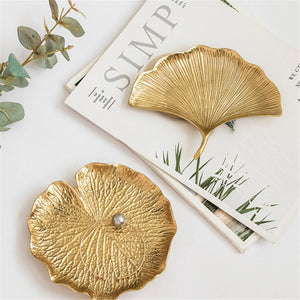 Lotus Leaf Metal Plate - Gold, 16 cm