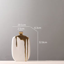 Load image into Gallery viewer, Golden Glaze Flower Vase - Gold and White 32.8 cm
