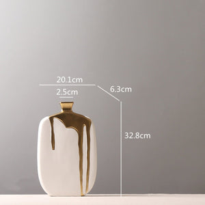 Golden Glaze Flower Vase - Gold and White 32.8 cm