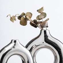 Load image into Gallery viewer, Circle Hollow Ceramic Vase - Silver , 19 cm
