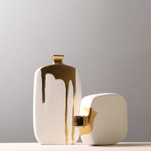 Load image into Gallery viewer, Golden Glaze Flower Vase - Gold and White 32.8 cm
