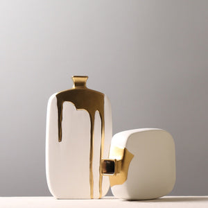 Golden Glaze Flower Vase - Gold and White 32.8 cm