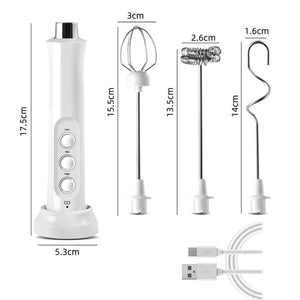 3 In 1 Rechargeable Electric Milk Frother - White