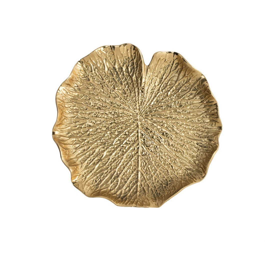 Lotus Leaf Metal Plate - Gold, 16 cm