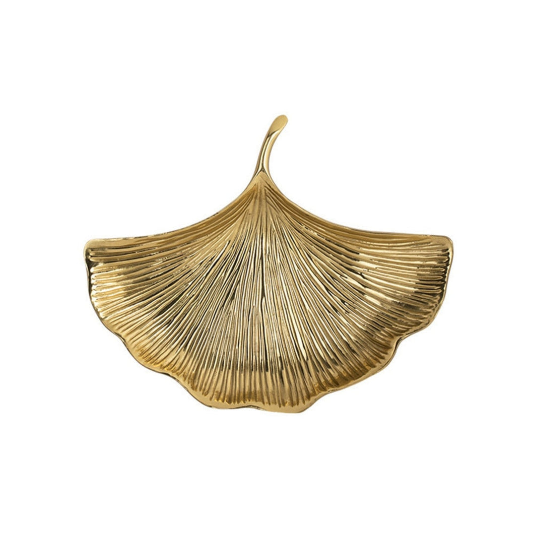 Ginkgo Leaf Metal Plate - Gold, 17 cm