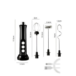 3 In 1 Rechargeable Electric Milk Frother - Black