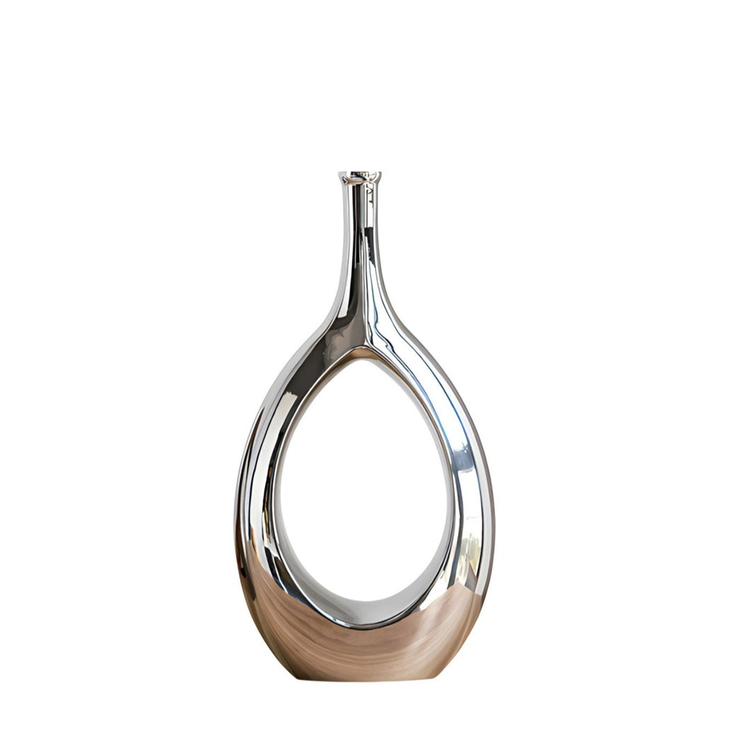 Water Drop Ceramic Vase - Silver, 30 cm