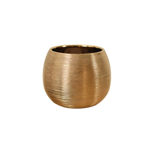 Ceramic Flower Pot - Gold, 13 cm