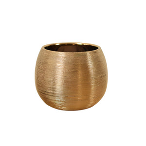 Ceramic Flower Pot - Gold, 16 cm